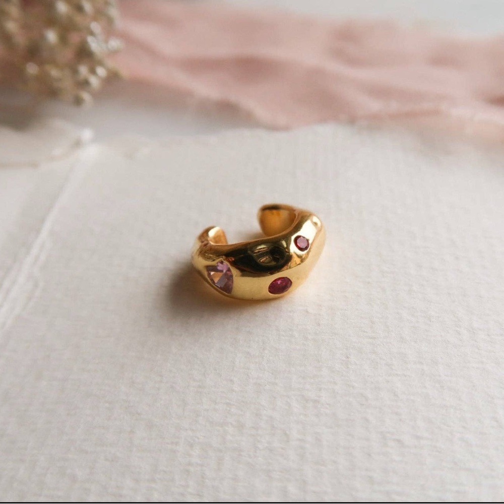 14k Gold-plated CZ Ear Cuff with Modern Design